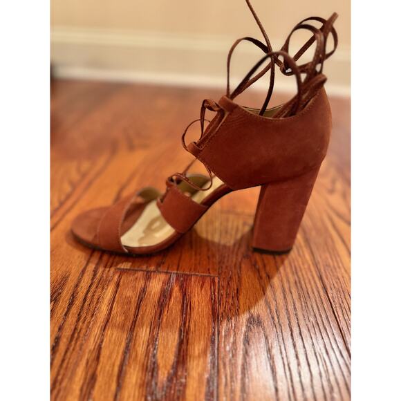 Vince Camuto Wendell Womens 7.5 Brown Tan Suede Shoes Lace Up Gladiator Sandals - Picture 7 of 16